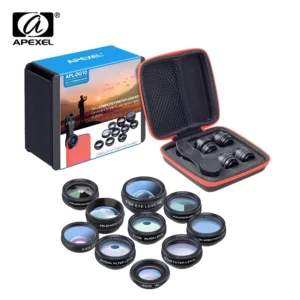 APEXEL Phone lens kit universal 10 in 1 Fisheye Wide Angle macro Len