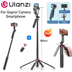 Ulanzi MA09 1.8m Selfie Stick Tripod for iPhone 16 15 Android Phone with Remote Control